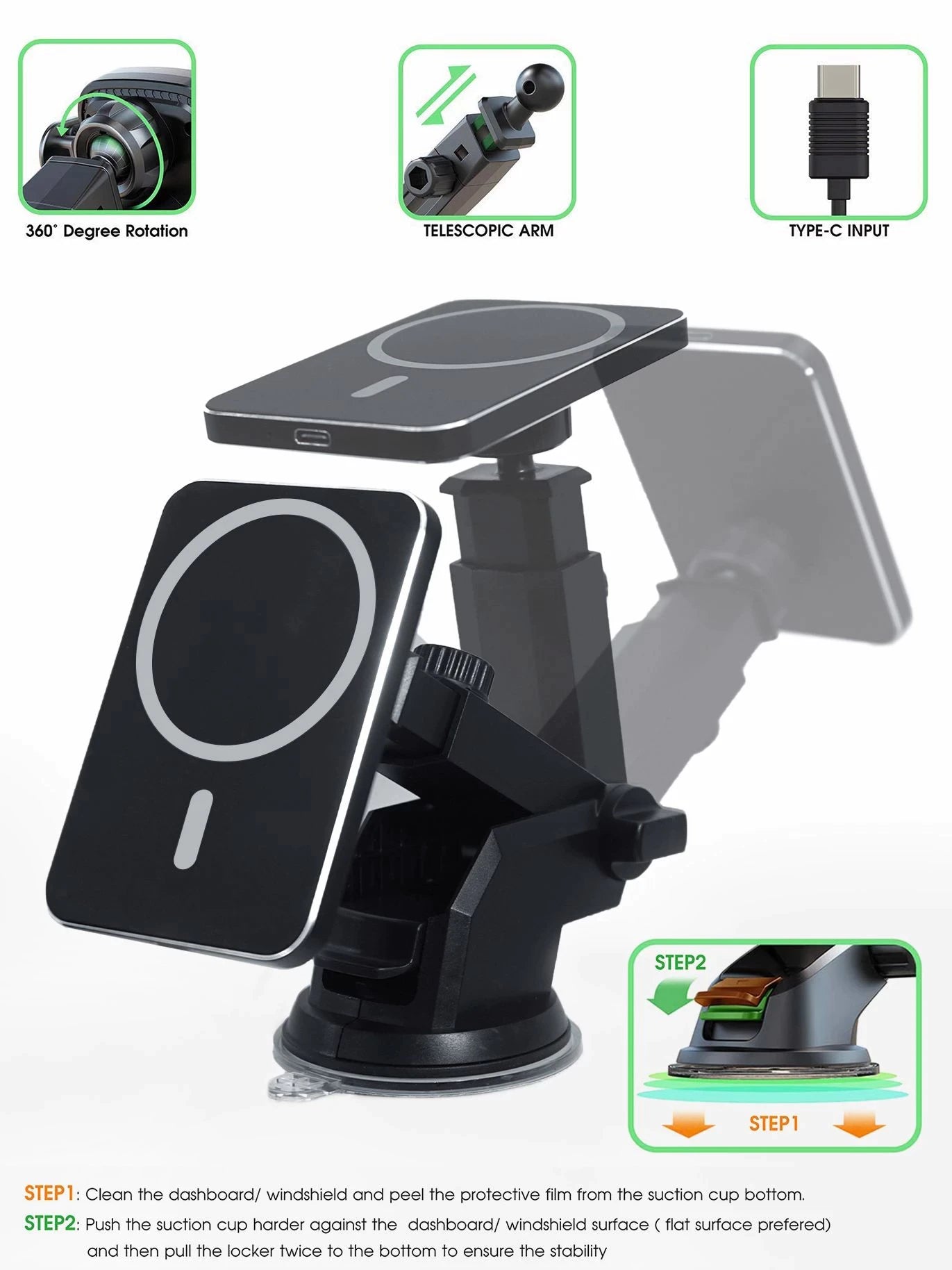 Magnetic Car Phone Holder and Wireless Charger